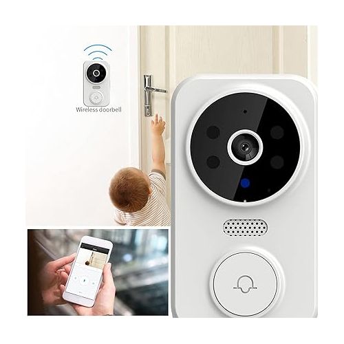 제네릭 2024 Upgrade Smart Remote Video Doorbell with Chime, Security Doorbell Smart Doorbell with Hd Night Vision, 2-Way Audio, App Control, Remote Access for Houses & Apartments