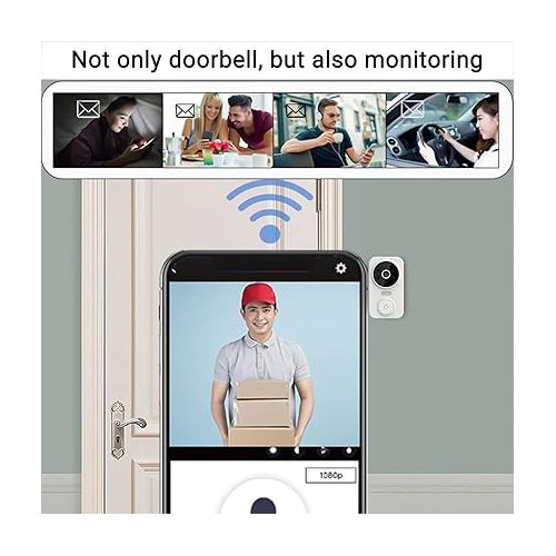 제네릭 Smart Video Doorbell Camera Wireless, Wireless Intelligent Visual WiFi Video Doorbell with Chime Ringer, Indoor/Outdoor Surveillance with Human Detection, 2-Way Audio, Night Vision Battery Powered