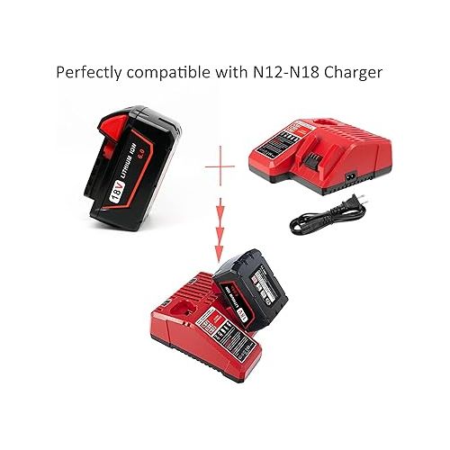 제네릭 2 Packs 6.0Ah M18 Battery Replace for Milwaukee M18 Battery Compatible with 48-11-1820 48-11-1850 48-11-1860 48-11-1828