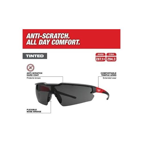 제네릭 For Milwaukee Tool 48-73-2016 Safety Glasses - Tinted Anti-Scratch Lenses