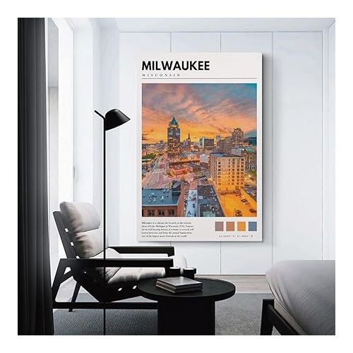제네릭 Milwaukee Photo Poster Canvas Art Print Office Home Bedroom Decor Gifts Mural Poster12x18inch(30x45cm) Unframe-style