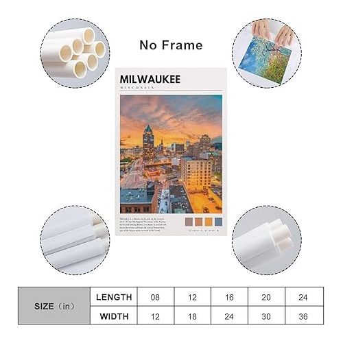 제네릭 Milwaukee Photo Poster Canvas Art Print Office Home Bedroom Decor Gifts Mural Poster12x18inch(30x45cm) Unframe-style