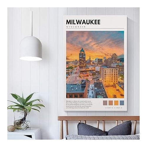 제네릭 Milwaukee Photo Poster Canvas Art Print Office Home Bedroom Decor Gifts Mural Poster12x18inch(30x45cm) Unframe-style