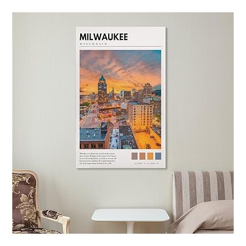 제네릭 Milwaukee Photo Poster Canvas Art Print Office Home Bedroom Decor Gifts Mural Poster12x18inch(30x45cm) Unframe-style