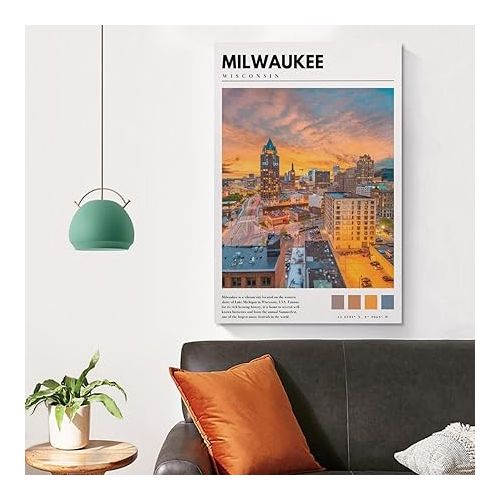 제네릭 Milwaukee Photo Poster Canvas Art Print Office Home Bedroom Decor Gifts Mural Poster12x18inch(30x45cm) Unframe-style