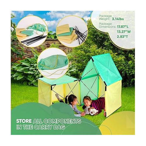 제네릭 Epic Fun Forts Build Your Own Fort for Kids Ages 5-12 Years, Outdoor & Indoor Fort Building Kit Made of Metal Self-Standing Construction & Polyester - STEM Play Fort for Boys & Girls