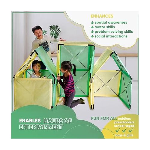 제네릭 Epic Fun Forts Build Your Own Fort for Kids Ages 5-12 Years, Outdoor & Indoor Fort Building Kit Made of Metal Self-Standing Construction & Polyester - STEM Play Fort for Boys & Girls