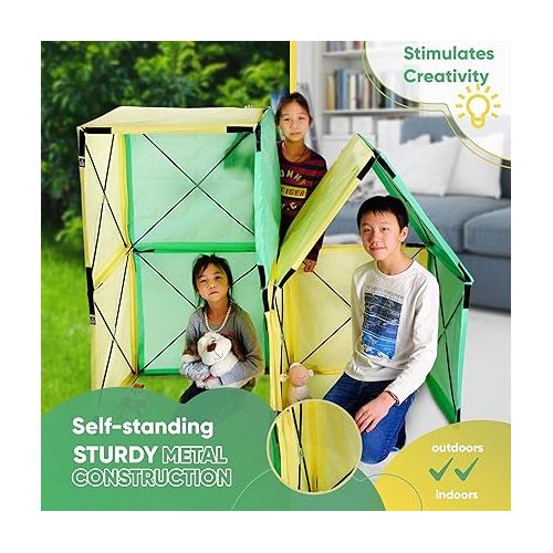 제네릭 Epic Fun Forts Build Your Own Fort for Kids Ages 5-12 Years, Outdoor & Indoor Fort Building Kit Made of Metal Self-Standing Construction & Polyester - STEM Play Fort for Boys & Girls