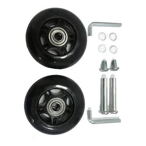 제네릭 GSHFIGHTING Black 2 Wheels Sets Luggage Suitcase Wheels Replacement 75mm x 24mm/2.95