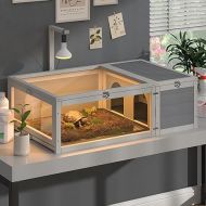 Wooden Tortoise Habitat Indoor/Outdoor Tortoise Enclosure with Light Stand Large Reptile Cage Home Small Animal Breeding Box Small Amphibians Enclosure Cage