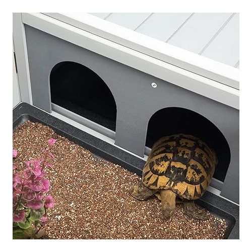 제네릭 Wooden Tortoise Habitat Indoor/Outdoor Tortoise Enclosure with Light Stand Large Reptile Cage Home Small Animal Breeding Box Small Amphibians Enclosure Cage