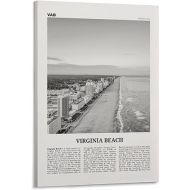 Virginia Beach Print Black And White, Virginia Beach Wall Art, Virginia Beach Poster, Virginia, USA, Poster Print for Teen Boys Room Wall Art Canvas Painting Print 12x18inch(30x45cm)