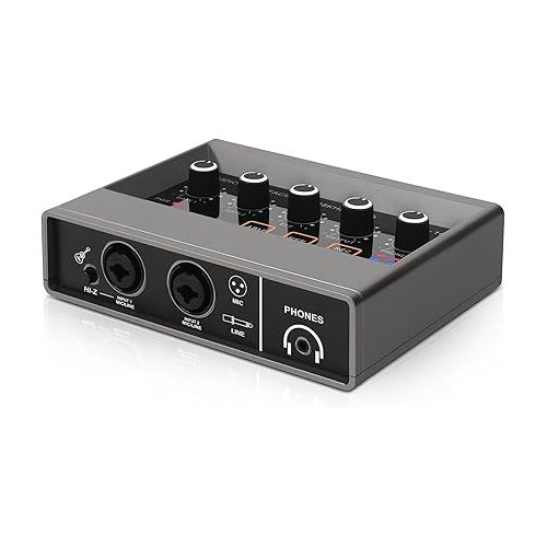 제네릭 STERNBACH Professional 2 Channel Audio Interface USB-C Recording Sound Card Built-in Monitor Jack, 48V Phantom Power For Studio Recording, Live Sessions & Podcasts