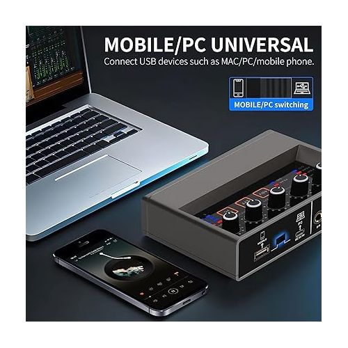 제네릭 STERNBACH Professional 2 Channel Audio Interface USB-C Recording Sound Card Built-in Monitor Jack, 48V Phantom Power For Studio Recording, Live Sessions & Podcasts