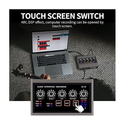 제네릭 STERNBACH Professional 2 Channel Audio Interface USB-C Recording Sound Card Built-in Monitor Jack, 48V Phantom Power For Studio Recording, Live Sessions & Podcasts