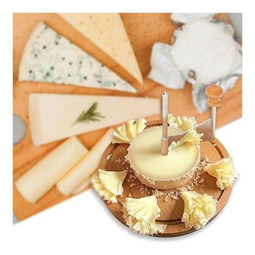 제네릭 Cheese Curler Wheel with Handle - Stainless Steel Manual Handheld Whole Cheese/Chocolate Curler for Tete de Moine, Girolle, Boska, Igourmet, Parmesan, Girolle