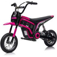 24V Kids Dirt Bike with 350W Motor, 14.29MPH Max Off-Road Bike, Kids Electric Motorcycle with Superior Suspension,12in EVA Inflatable Tires and MP3 Player for Kids 8-12 (Pink)