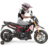 FUTADA Kids Ride on Motorcycle, 12V Kids Electric Motorcycle w/Detachable Balance Wheels, Headlight, Music, Foot Pedal, Battery Powered Motor Bike, Birthday Gift for Children Girls Boys (Red)