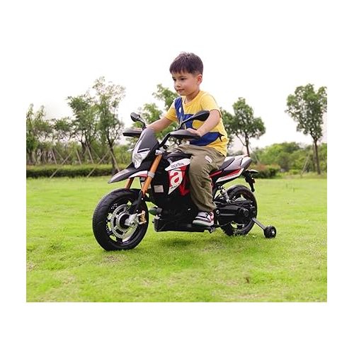 제네릭 FUTADA Kids Ride on Motorcycle, 12V Kids Electric Motorcycle w/Detachable Balance Wheels, Headlight, Music, Foot Pedal, Battery Powered Motor Bike, Birthday Gift for Children Girls Boys (Red)