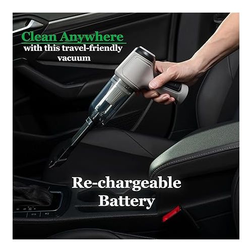 제네릭 GajetNest Handheld Portable Vacuum Cleaner with Blower for Cars 15000PA Suction Powered by Brushless Motor with Washable HEPA Filter Fast Charging Longer Running Time, Satin Silver