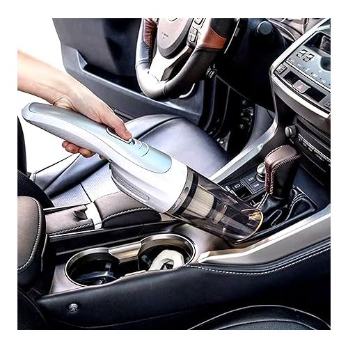 제네릭 Handheld Vacuum, Car Hand Vacuum Cleaner Cordless, Mini Portable Rechargeable Vacuum Cleaner with 2 Filters, White