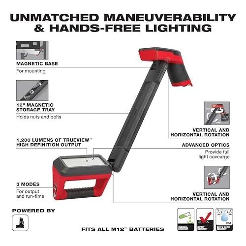 제네릭 for Milwaukee 2126-20 M12 12V Articulating Cordless LED Underbody Light (Tool Only)