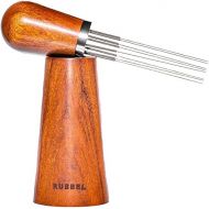 WDT Tool Espresso - Espresso Coffee Stirrer Professional - Stainless Steel 8 Needles 0.35mm - Natural Wood Handle Needle Type - Stand Walnut Stirring Distribution