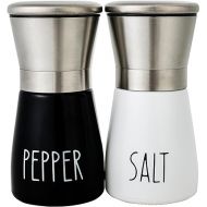 2PCS Salt and Pepper Grinder Set, Black and White Original Salt and Pepper Grinder Set - Adjustable Sea Salt Grinder & Pepper Grinder - Stainless Steel & Glass Salt and Pepper Shakers 2pack