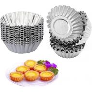 50 Pack Egg Tart Aluminum Cupcake Cake Cookie Mold,Non-Stick Egg Tart Molds,Baking Tool Baking Cups, Sliver