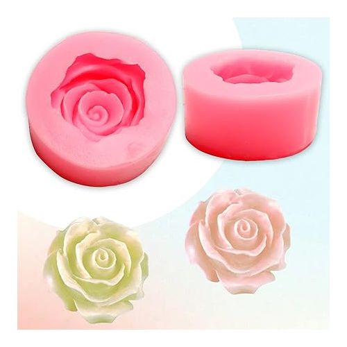 제네릭 Rose Mold Silicone Jelly Soap 3D Fondant Molds for Cupcake Candy Chocolate Decoration Cupcake Molds for Baking (1.96 * 1.96 * 0.9 inch)