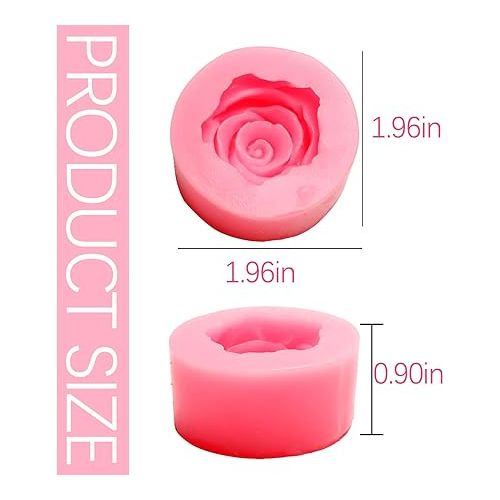 제네릭 Rose Mold Silicone Jelly Soap 3D Fondant Molds for Cupcake Candy Chocolate Decoration Cupcake Molds for Baking (1.96 * 1.96 * 0.9 inch)