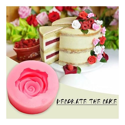 제네릭 Rose Mold Silicone Jelly Soap 3D Fondant Molds for Cupcake Candy Chocolate Decoration Cupcake Molds for Baking (1.96 * 1.96 * 0.9 inch)