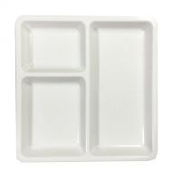 Generic Decornt Food-Grade Virgin Plastic (Microwave-Safe) 3-Compartments Divided-Dinner Plate; Set of 3; Length 10 Inches X Breadth 10 Inches; White Color.