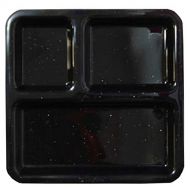 Generic Decornt Food-Grade Virgin Plastic (Microwave-Safe) 3-Compartments Divided-Dinner Plate; Set of 3; Length 10 Inches X Breadth 10 Inches; Black Color.