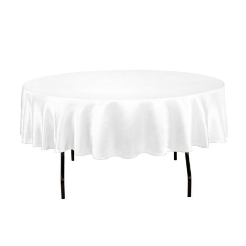 제네릭 Generic OWS 48 Inch White Round Polyester Table Cloth Table CoverWedding Party Event - 8 Pc