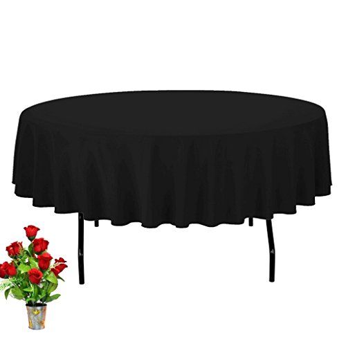 제네릭 Generic OWS 48 Inch Black Round Polyester Table Cloth Table Cover Wedding Party Event - 20 Pc