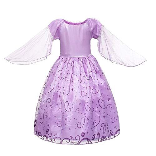 제네릭 Generic Princess Rapunzel Dress with Braid Headband Hair Wig for Kids Girls Play Costume Cosplay Birthday Party