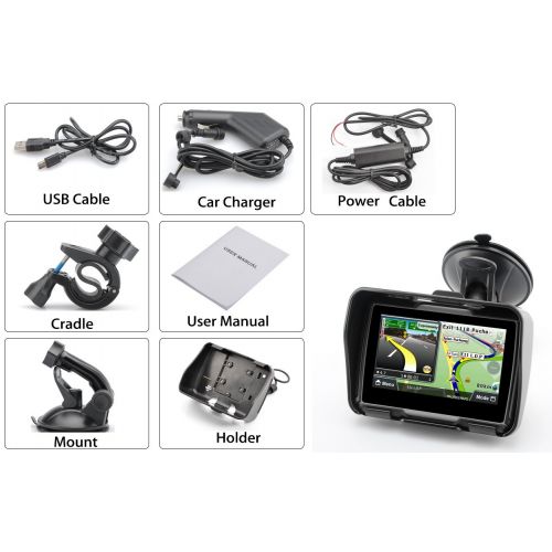 제네릭 Generic Rage - All Terrain IPX7 Waterproof Motorcycle GPS Navigation System (4.3 Inch, 4GB, Bluetooth, Black)