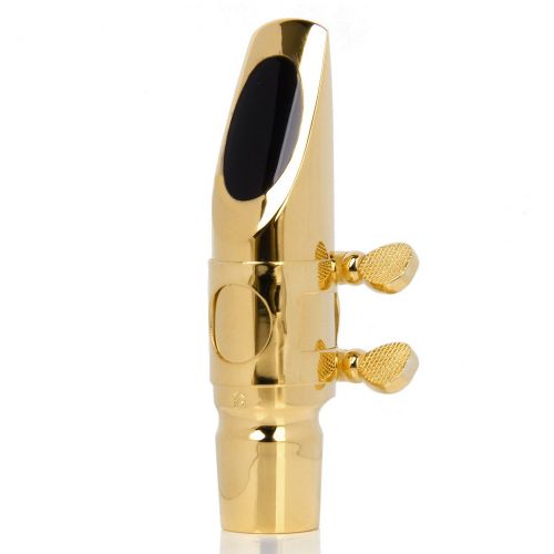 제네릭 Generic Alto Sax Saxophone Mouthpiece #6 with Cap and Ligature Golden