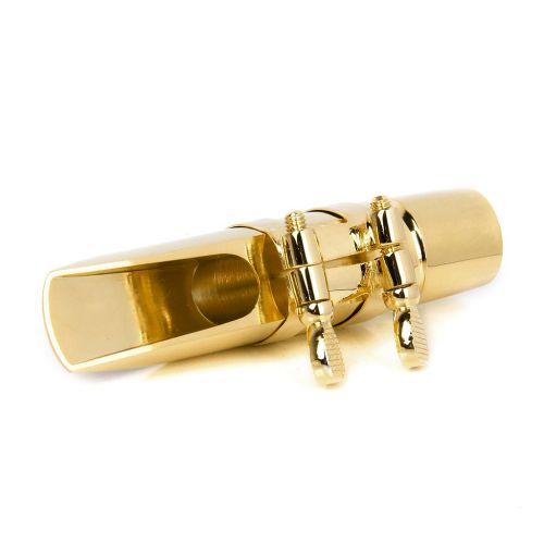 제네릭 Generic Alto Sax Saxophone Mouthpiece #6 with Cap and Ligature Golden