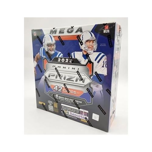 제네릭 NEW - 2023 Panini PRIZM Factory Sealed Football MEGA Box 42 Cards with 5 MEGA EXCLUSIVE PRIZMS and 1 JERSEY CARD! - Plus Bonus Custom Novelty Mahomes and Josh Allen Cards Pictured