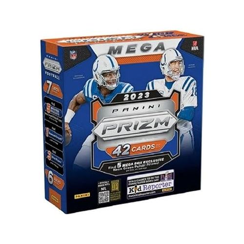 제네릭 NEW - 2023 Panini PRIZM Factory Sealed Football MEGA Box 42 Cards with 5 MEGA EXCLUSIVE PRIZMS and 1 JERSEY CARD! - Plus Bonus Custom Novelty Mahomes and Josh Allen Cards Pictured