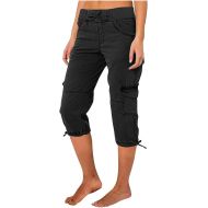 Women's Cargo Capris Pants High Waist Hiking Casual Travel Summer Pants for Women with 6 Pockets, Small-5X-Large, Beige