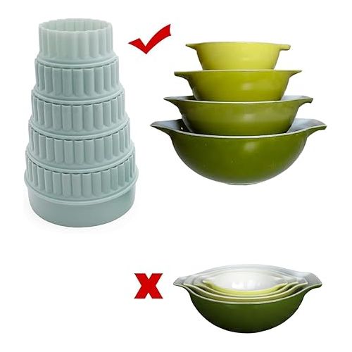 제네릭 8 Pieces Display Stands for Pyrex Bowls Bowl Stands Bowl Display Stands for Cabinet Organizer Plastic