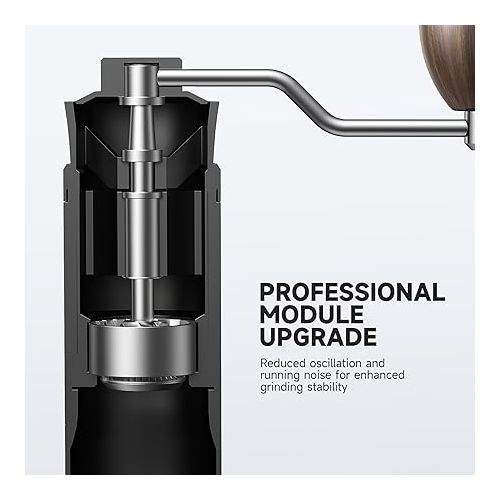 제네릭 Manual Coffee Grinder, External Adjustable Coarseness Capacity 20g with Stainless Steel Conical Burr, MIFEEL Portable Hand Coffee Bean Grinder with Removable Handle for Travel, Camping, Office