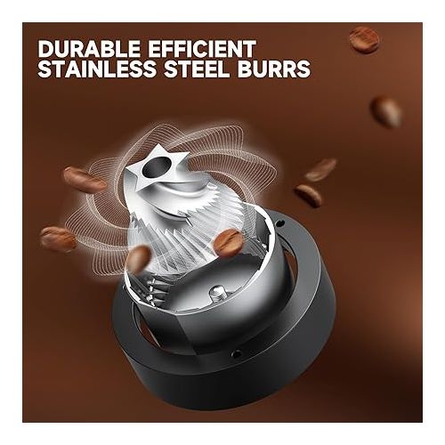 제네릭 Manual Coffee Grinder, External Adjustable Coarseness Capacity 20g with Stainless Steel Conical Burr, MIFEEL Portable Hand Coffee Bean Grinder with Removable Handle for Travel, Camping, Office