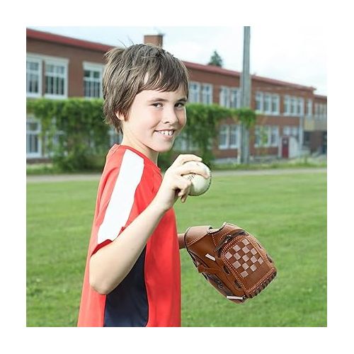 제네릭 Baseball Glove for Kids Youth Adult, Sports Batting Gloves, Softball Glove 9.5''-12.5'' for Training and Beginner, Baseball Mitt Left Hand Glove, Right Hand Throw