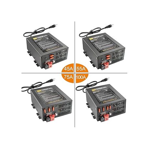 제네릭 RV Converter | Multiple Capacities | Power Converter with Built-in 4 Stage Smart Battery Charger | RV Battery Charger 55 Amp 12V Power Supply Battery Charger