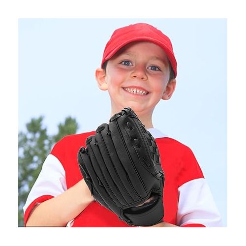 제네릭 Baseball Training Gloves, Youth Baseball Training Glove, Baseball Catchers Gloves, Lightweight Catcher Glove, Child Thicken PU Leather Baseball Gloves for Beginners