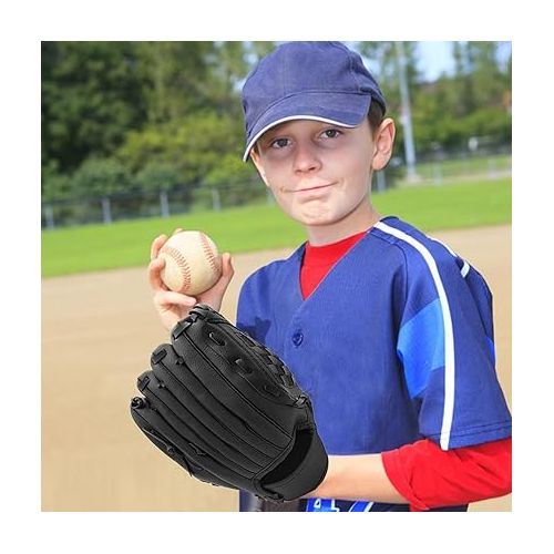 제네릭 Baseball Training Gloves, Youth Baseball Training Glove, Baseball Catchers Gloves, Lightweight Catcher Glove, Child Thicken PU Leather Baseball Gloves for Beginners